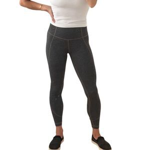 Athleta Size Small Heathered Gray Ankle Leggings with Tan Tonal Stitching